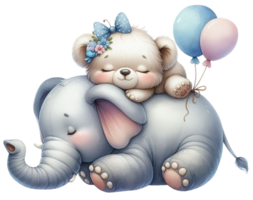 aigenerato elefante e un' bambino orso png