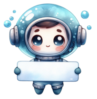 aigenerated aquanaut holding a blank sign png