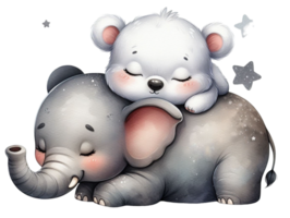 aigenerato elefante e un' bambino orso png