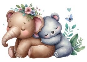 AIgenerated elephant and a baby bear png