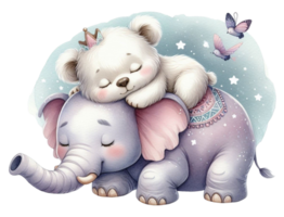 AIgenerated elephant and a baby bear png