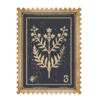 ancien floral branche affranchissement timbre conception dans monochrome avec grunge détails. usé par le temps élégance pour scrapbooking png