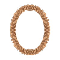 Vintage Golden Carving Frame with Floral Ornament. Elegant Oval Border in a Classic Baroque style png