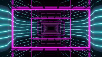 Abstract neon corridor in blue and pink colors, VJ DJ Loop video