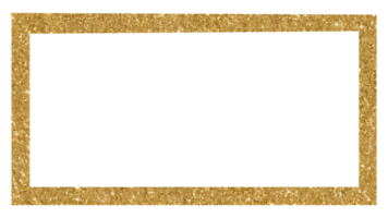 Watercolor gold glitter frame on a transparent background png