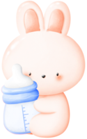 lapin avec bébé bouteille png