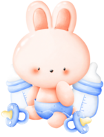 lapin avec bébé bouteille png