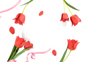 3d Rendern schön rot Tulpe Blumen Frühling horizontal Banner Gruß Karte png