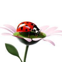 3d rendering ladybug on flower png