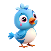 3d blue bird cartoon character png