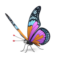 3d le rendu bleu Orange et rose papillon png