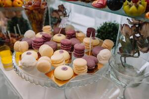 Delicious sweets on candy buffet. Candy bar photo