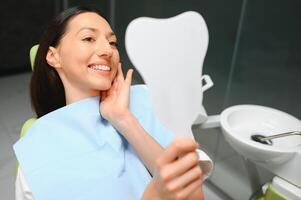 happy girl at the dentist photo