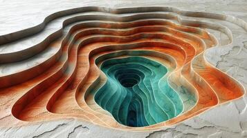 Various rocks of different colors scattered across a desert landscape photo