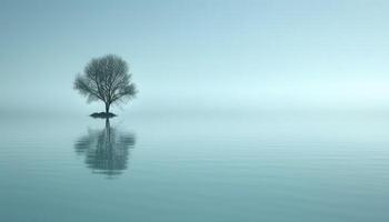 un árbol rodeado por agua, en pie solo en sus ambiente foto