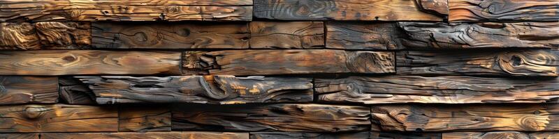 Detailed view of a wooden wall constructed with logs photo