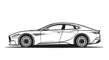 coche línea Arte dibujo ilustración para libro colorante página, vehículo contorno bosquejo ilustración aislado en blanco antecedentes vector