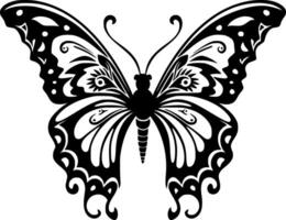 mariposa - negro y blanco aislado icono - ilustración vector