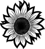 Sunflower, Black and White illustration vector