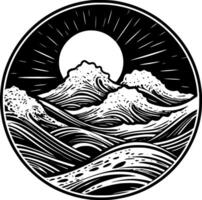 Sea - Black and White Isolated Icon - illustration vector