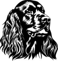 cocker spaniel - negro y blanco aislado icono - ilustración vector