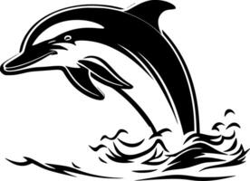 Dolphin - Black and White Isolated Icon - illustration vector