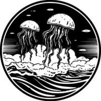 Oceano - negro y blanco aislado icono - ilustración vector