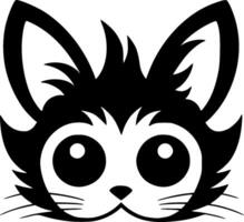 gato - negro y blanco aislado icono - ilustración vector