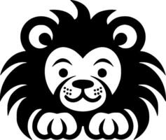 Lion Baby - Black and White Isolated Icon - illustration vector