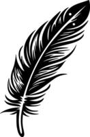 Feather - Black and White Isolated Icon - illustration vector