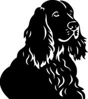 cocker spaniel - negro y blanco aislado icono - ilustración vector