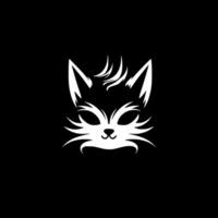 gato - negro y blanco aislado icono - ilustración vector