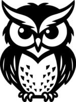 Owl Baby - Black and White Isolated Icon - illustration vector