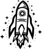 Rocket - Black and White Isolated Icon - illustration vector