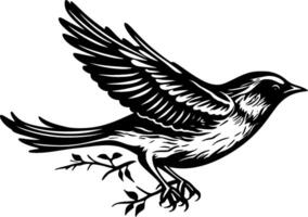 Sparrow - Black and White Isolated Icon - illustration vector