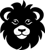 Lion Baby - Black and White Isolated Icon - illustration vector