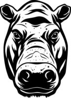 Hippopotamus, Black and White illustration vector