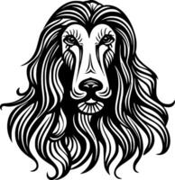 Afghan Hound - Black and White Isolated Icon - illustration vector