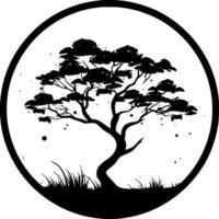Tree - Black and White Isolated Icon - illustration vector