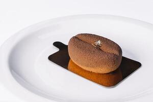 Chocolate brownies dessert on white background photo