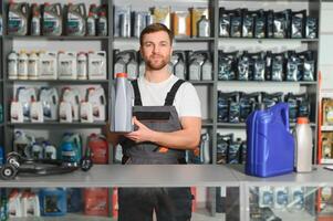 Smiling Salesman Auto Parts Store photo