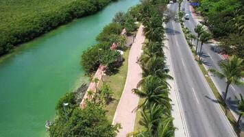 antenne visie van de kunst tuin in Cancun video