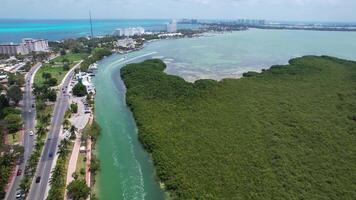 aereo Visualizza di il arte giardino nel cancun video