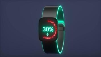 Smartwatch is charging, watch charging concept, 3d rendering. video