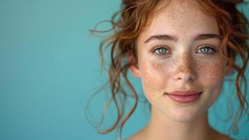 Woman with freckled hair and eyes photo