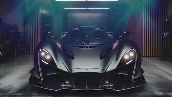 Luxus schwarz Hyperauto im das Garage video