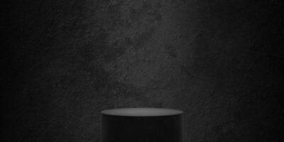 negro vacío cilindro podio con negro antecedentes foto