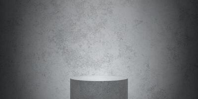 empty concrete cylinder podium with concrete background photo