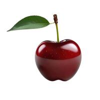 Fresh cherry fruit. Ripe cherry with a twig and leaf isolated. Healthy diet. Vegetarian food photo
