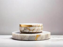 Marble podium display on white background for cosmetic 2 photo